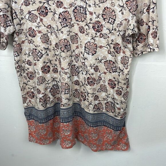 J. Jill Pima Double-Elbow Sleeve Tunic Flower Print Top size Large - Picture 3 of 12